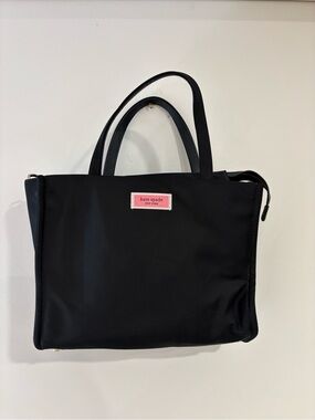 kate spade Black Tote with Pink Logo Patch